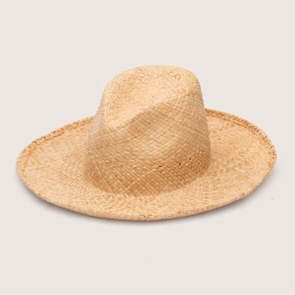 Will + Bear Jude Sand Wide Brim Raffia Straw Hat Size L NWT